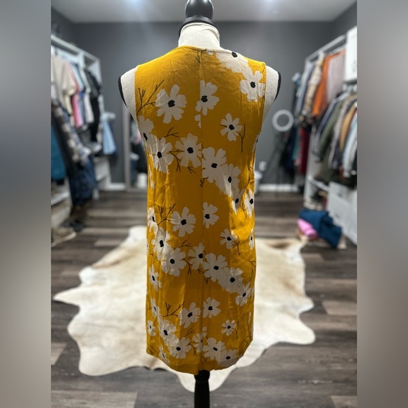 Madewell Button Front Midi Dress Ikat Floral Print Yellow sz XXS Flowy - Picture 4 of 6